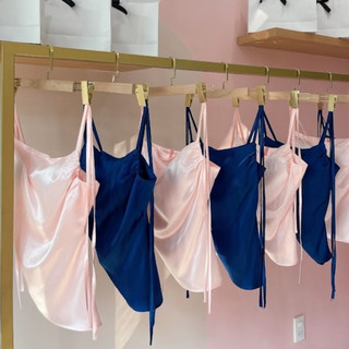 [RẺ VÔ ĐỊCH] 𝐀́𝐎 𝐒𝐋𝐄𝐕𝐄𝐄𝐋𝐄𝐒𝐒 | Áo lụa satin 2 dây nữ vạt xéo cao cấp
