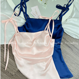[RẺ VÔ ĐỊCH] 𝐀́𝐎 𝐒𝐋𝐄𝐕𝐄𝐄𝐋𝐄𝐒𝐒 | Áo lụa satin 2 dây nữ vạt xéo cao cấp