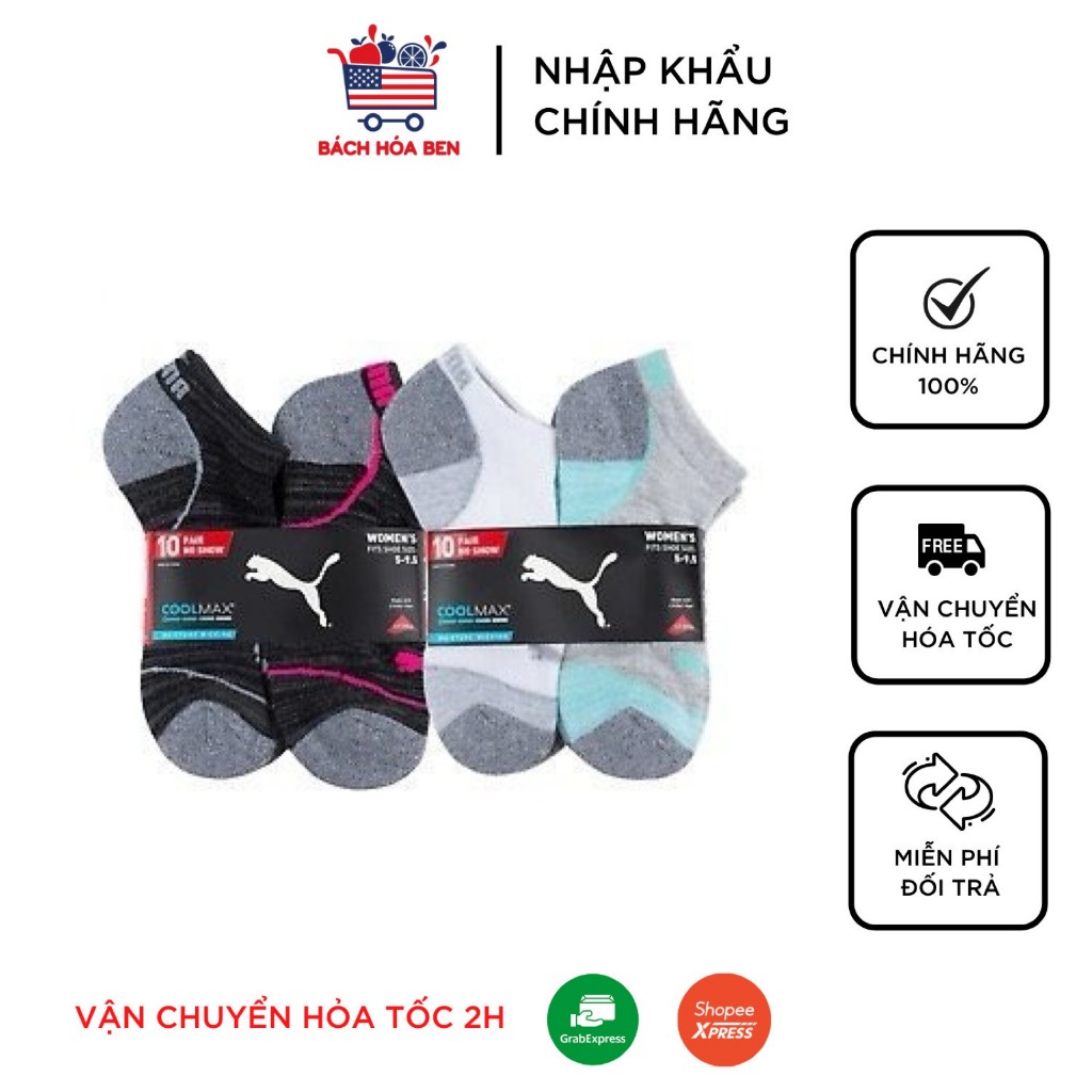 1 Đôi Vớ Puma Coolmax Nữ Auth Sale Costco Mỹ