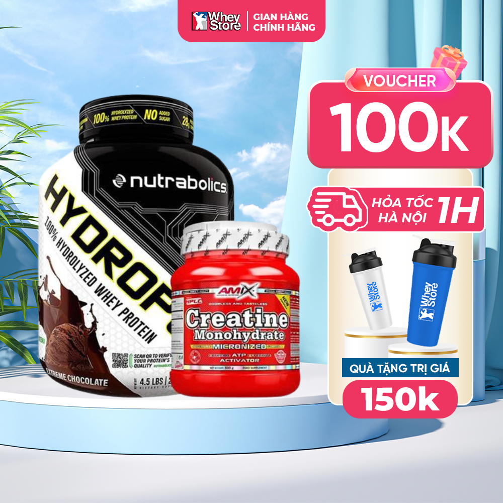 Combo Sữa Tăng Cơ Nutrabolics Hydropure 100% Hydrolyzed 4.5lbs + Amix Creatine Monohydrate 500g