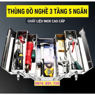 Thùng đựng đồ nghề inox chất lượng cao 3 tầng 5 ngăn
