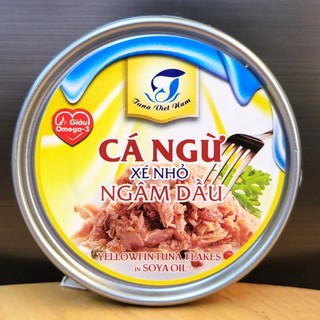 hộp vàng 140g - CÁ NGỪ XÉ NHỎ NGÂM DẦU TUNA VIET NAM TUNA VIET NAM Yellowfin Tuna Flakes in Soya Oil