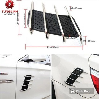 Bộ 2 mang cá dán 3M trang trí xe hơi đặc biệt - Hốc gió mang cá cá tính thể thao xe ô tô hàng loại 1
