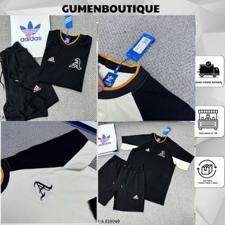  Bộ Quần Áo Nam A Di Đát Thêu Logo Chữ A Trước Ngực Mix Viền Cổ Màu Cam Bắt Mắt - Bộ Cộc Nam ADD Hai Màu Cực Chất