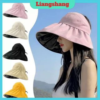Nón Vành Tròn Lớp Phủ Vinyl  -  Mũ chống nắng Hở Chóp Nữ Có Thể Gập Lại Ngoài Trời Chống Tia UV.