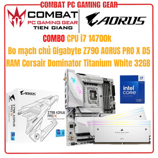 Combo cpu i5 14600k i7 14700k box nk+gigabyte z790 aorus pro x+corsair dominator titanium platinum white 32gb 6000mhz