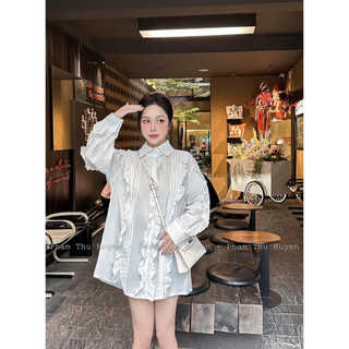 Váy sơ mi phối bèo