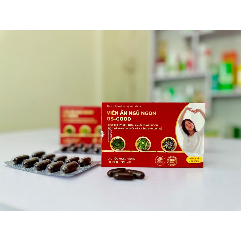 Viên Uống Ăn Ngủ Ngon Hỗ Trợ Ăn Ngon Miệng, Giúp Ngủ Ngon, Sâu Giấc, Giảm Căng Thẳng Mệt Mỏi Santafa Hộp 30 Viên