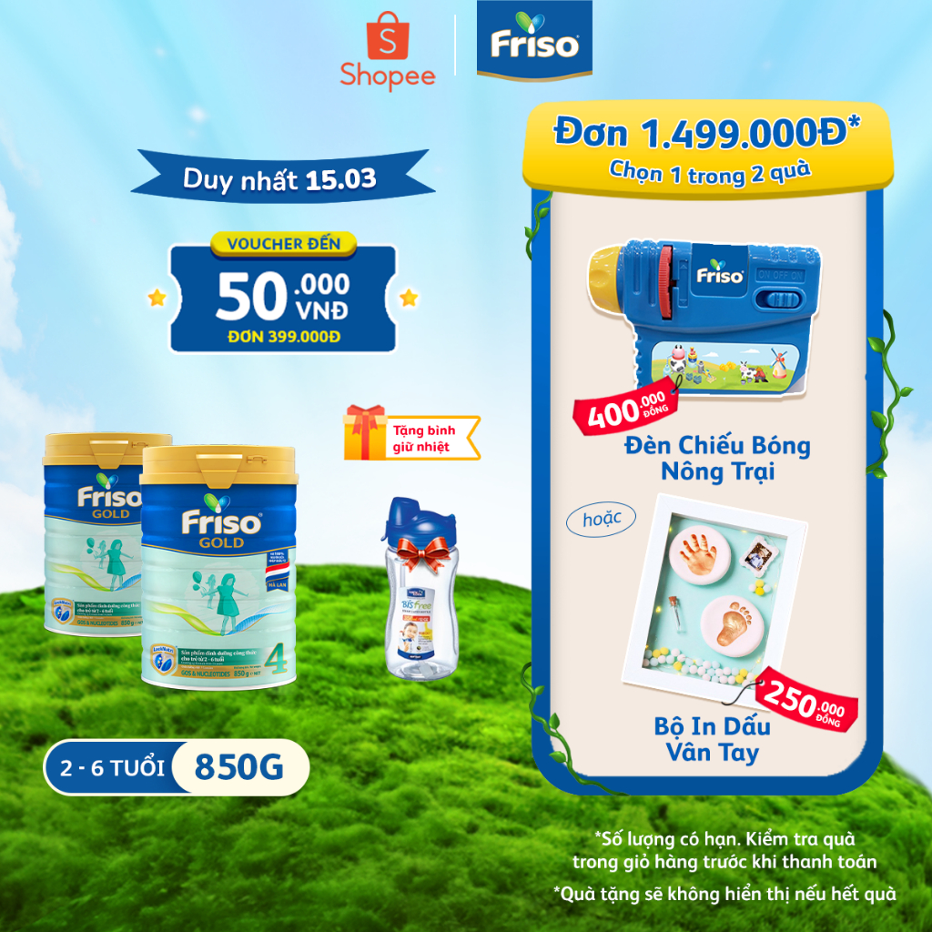 Combo 2 Lon Sữa Bột Friso Gold 4 850g/lon