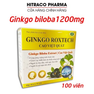 Hoạt huyết dưỡng não Ginkgo Roxtech Cao Việt Quất 1200mg tăng tuần hoàn máu não - Hộp 100 viên