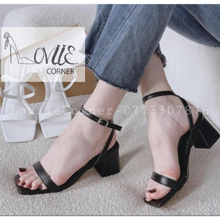 Sandal cao gót loviiecorner - giày thời trang quai ngang bacsi - giày nữ gót vuông 5 phân g220412
