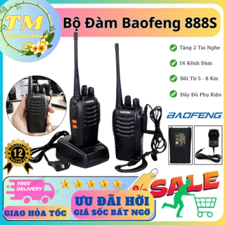 Bộ đàm Baofeng bf 888s - tặng 2 tai nghe - 2 đàm cầm tay tầm xa mini sạc pin chính hãng