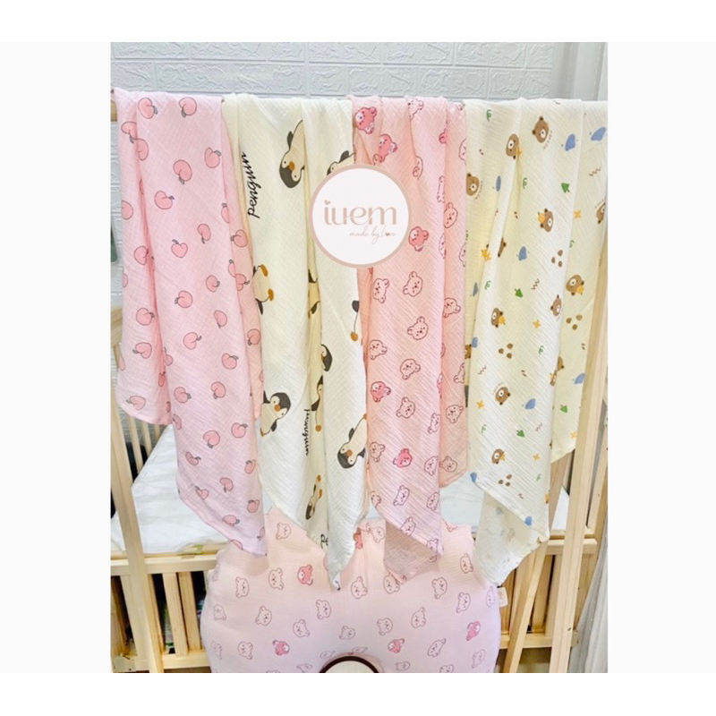 Khăn tắm xô Muslin 2 lớp cao cấp kích thước 90*90cm (+-2cm)nhà iuem