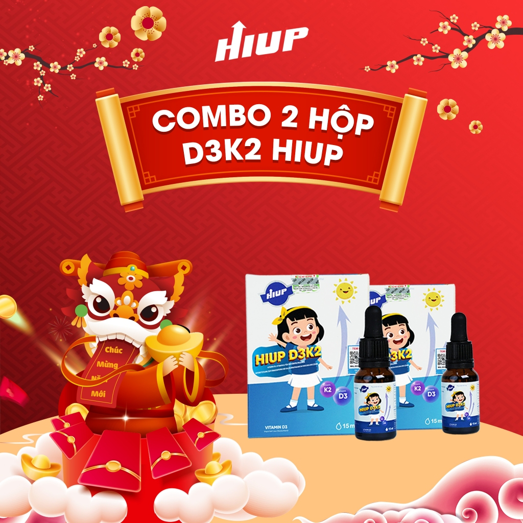 Combo 2 hộp HiupD3K2 ( 15ml ) Bổ Sung Vitamin D3, K2 giúp tăng cường hấp thu Canxi