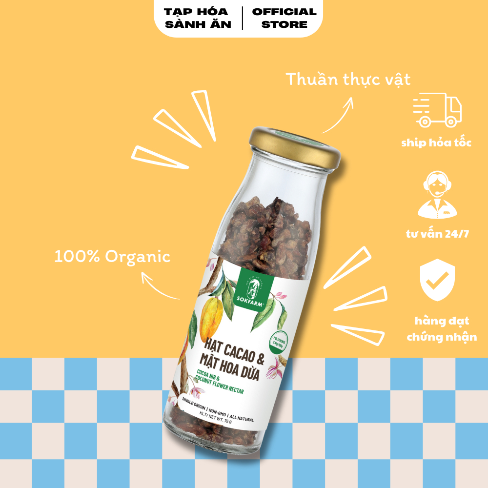 Hạt Cacao & Mật Hoa Dừa SOKFARM (Cocoa NIB & Coconut Nectar) Plant-based