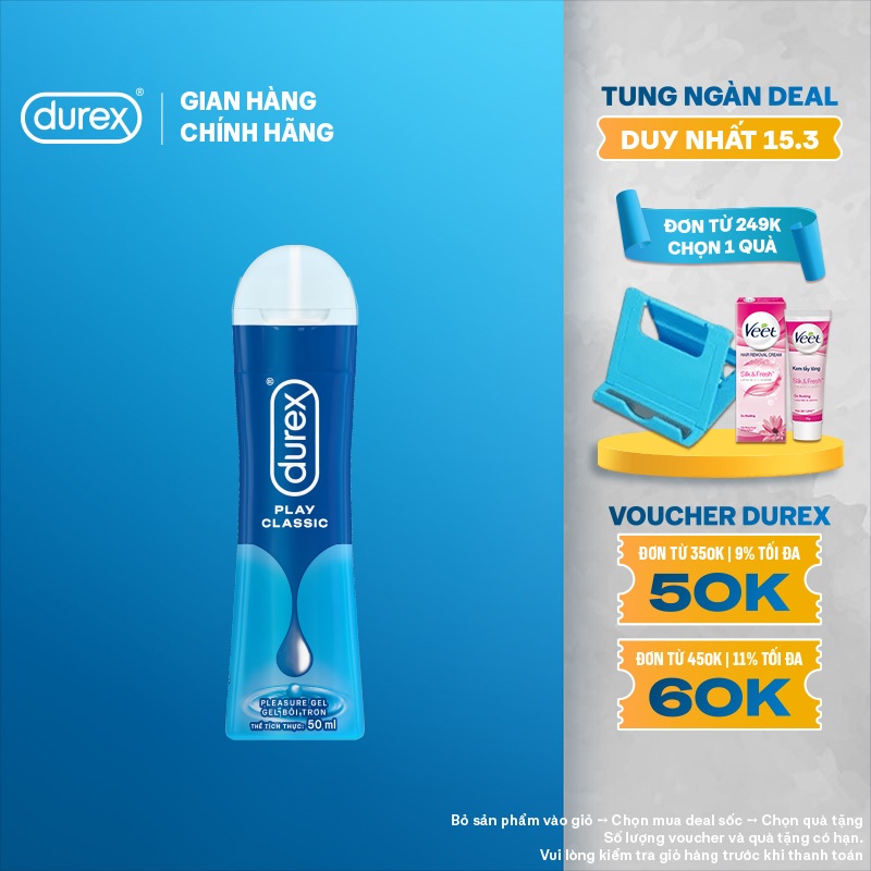 Gel bôi trơn Durex Classic gốc nước - Bao bì mới, cải tiến công thức thêm mượt mà, 50ML/chai