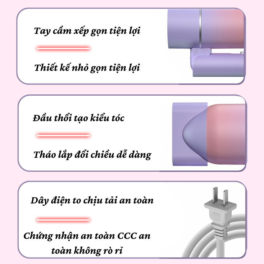 Máy Sấy Tóc Gấp Gọn Mini Tạo Kiểu Công Suất 2200W Chuẩn Salon Máy Sấy Tóc Mini COLLAGEN Sấy Khô Siêu Nhanh_GODWELL