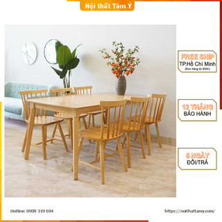 Bộ Bàn ăn 1m6 + 6 ghế Song Tiện✌FREE SHIP HCM✌ Bộ bàn ăn Cao Cấp Thương hiệu Nội Thất Tâm Ý