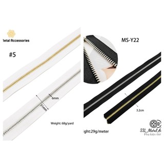 (1 mét) (không kèm đầu khóa kéo)Dây Kéo Răng 5, răng 3 bằng kim loại dùng làm dây kéo ngăn túi xách, balo, MS-Y22, WH-02