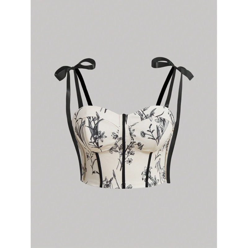 Áo croptop 2 dây cột nơ