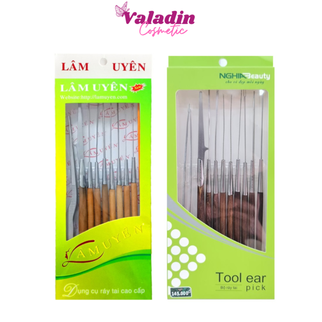 Bộ lấy ráy tai NGHĨA Tool Ear Pick Dụng cụ lấy rái tay Lâm Uyên Cao Cấp Set 10 Cây