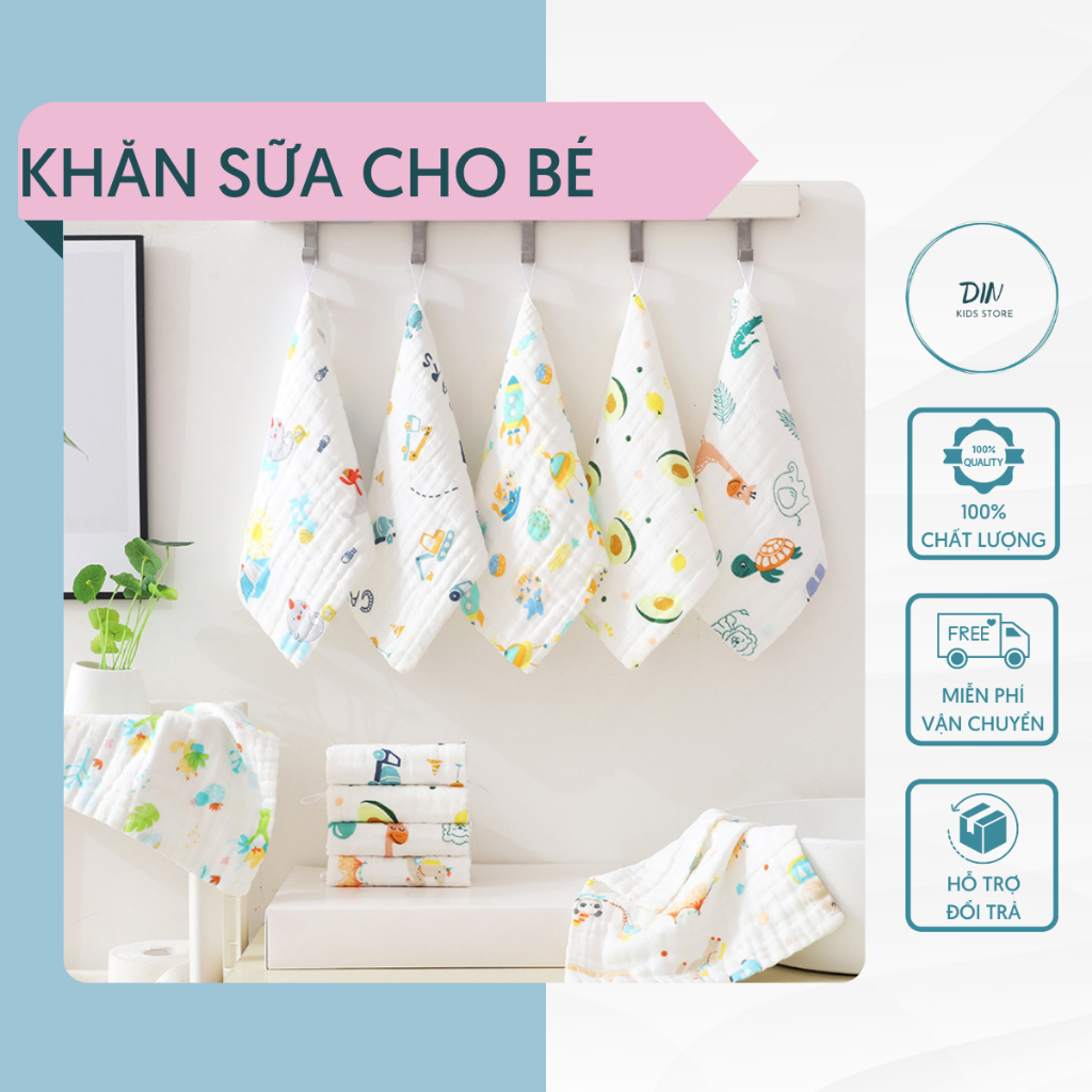 Khăn Sữa Xô 6 Lớp Cho Bé Cao Cấp Loại A Mềm Mịn Thấm Hút