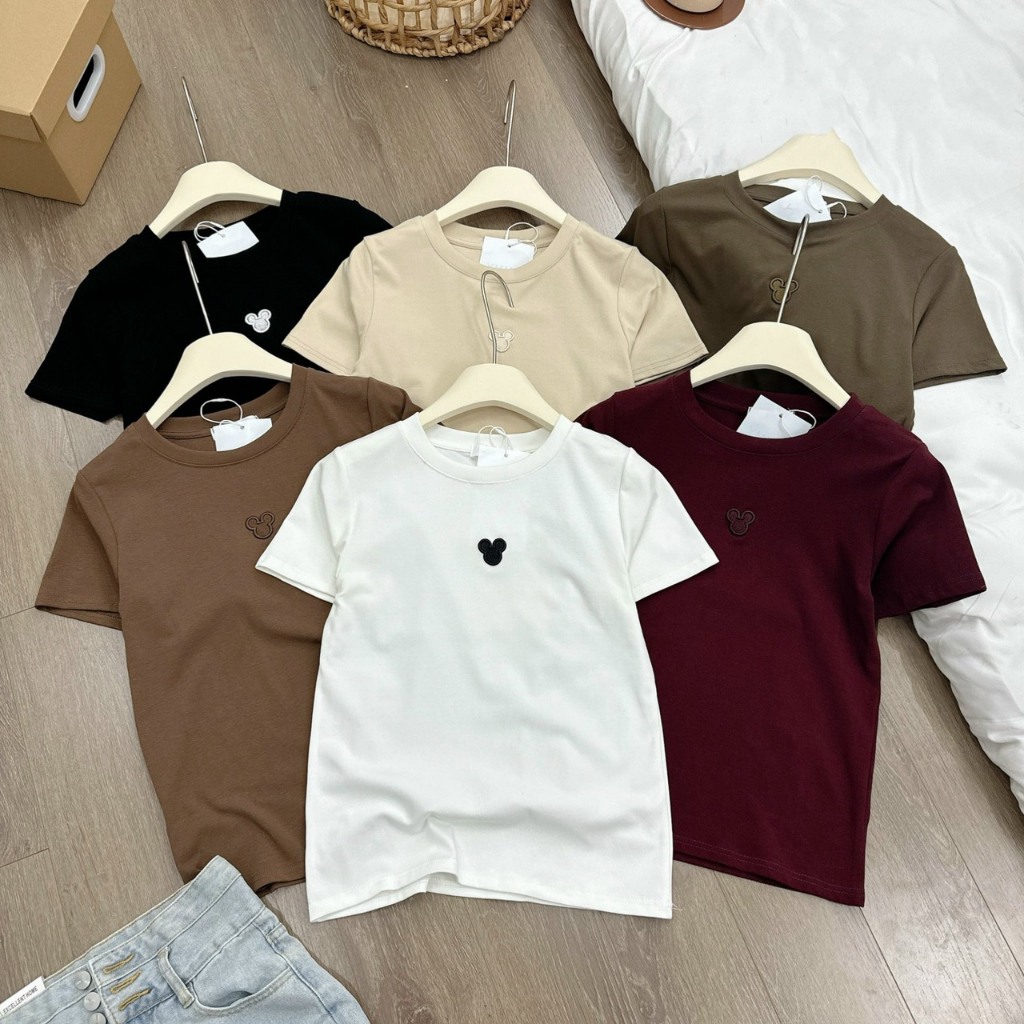 Áo thêu mickey dáng vừa