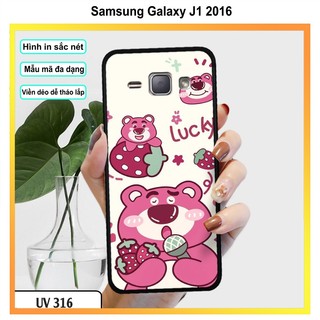 Ốp lưng gấu dâu cute cho samsung galaxy j1 2016/j1 ace/j1 mini - viền dẻo lưng nhám