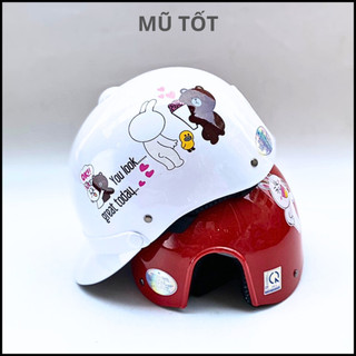 Mũ bảo hiểm nửa đầu thời trang gấu nâu brown - 3 lớp lót - dày dặn - nhiều màu - bảo hành 12 tháng giao tem ngẫu nhiên