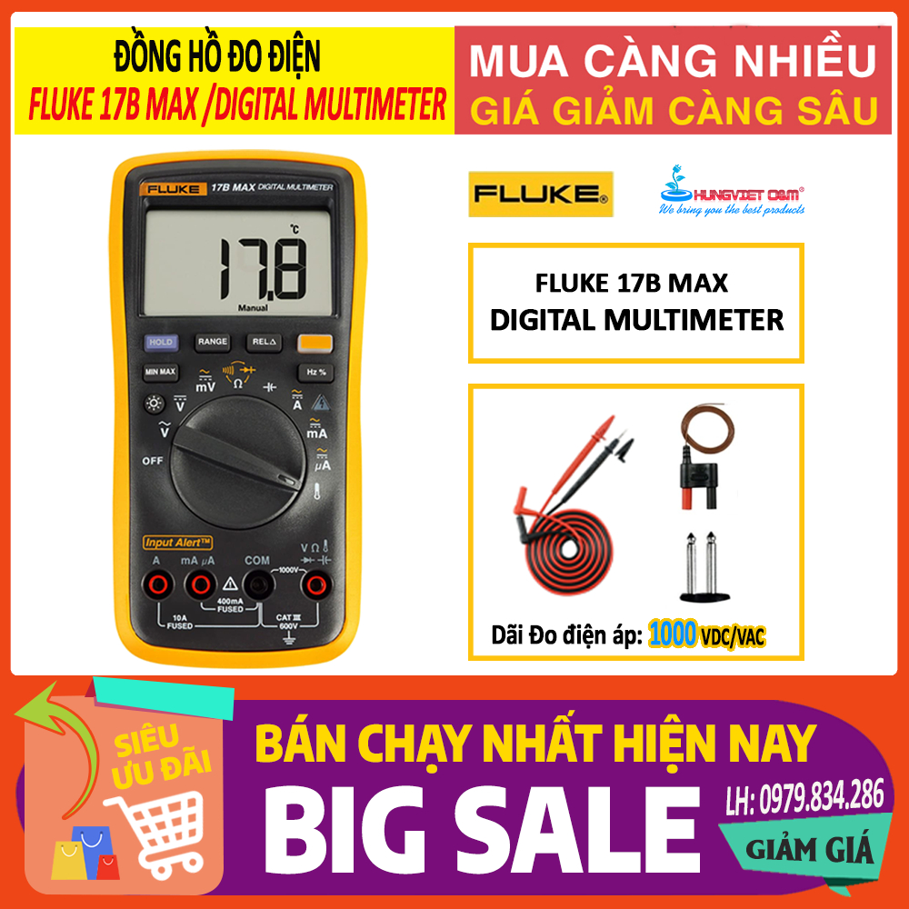 [ FLUKE 17B MAX-01 ] Đồng Hồ Đo Điện/Đồng Hồ Vạn Năng Fluke 17B MAX-01 - Chính Hãng ( Mẫu mới 2024 )