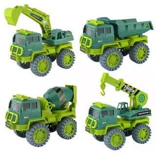 Đồ chơi xe múc, xe ben, xe cẩu màu xanh lá chạy đà cho bé
