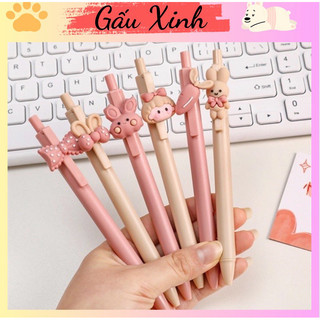 Túi 6 Bút Bi Bấm Cô Gái Hồng Be - Cô Gái Hồng Be (Túi 6c)