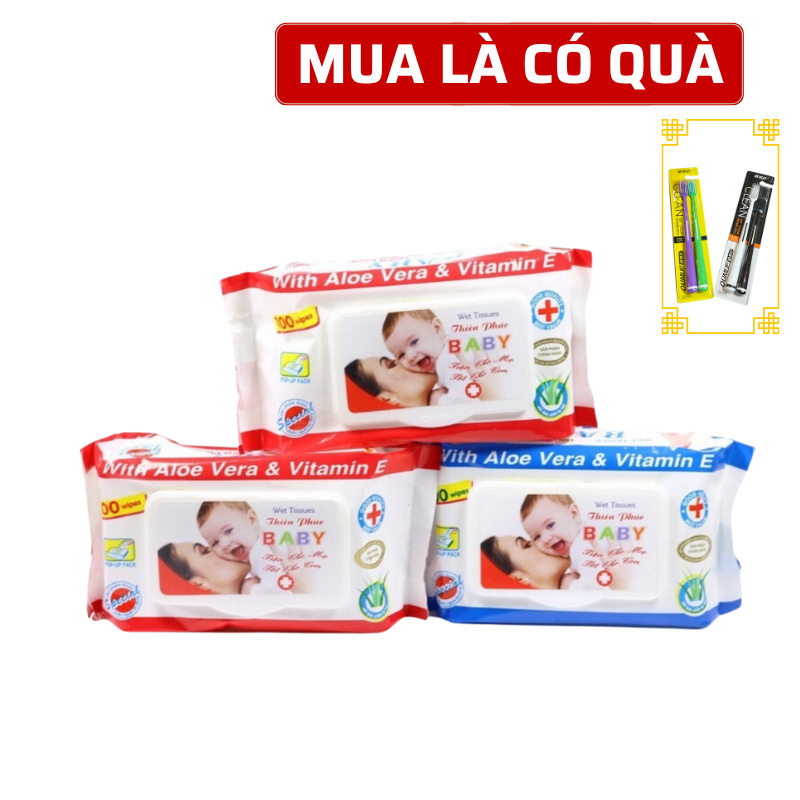 Khăn ướt, giấy ướt Baby Thiên Phúc 100 tờ không mùi chính hãng