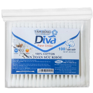 TĂM BÔNG QUE GIẤY DIVA GÓI 100QUE