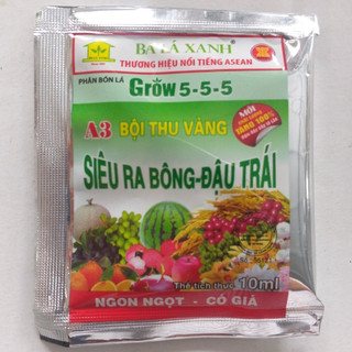 Phân Bón Lá Siêu Ra Bông Đậu Trái Ba lá Xanh 10ml .giúp ra nhiều hoa, đậu nhiều quả