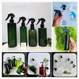 Bình xịt sương Màu Xanh - Chai nhựa 500ml / 300ml 200ml / 100ml Xịt cồn ,xịt nước tưới cây, xịt tóc / Vòi nhấn pump