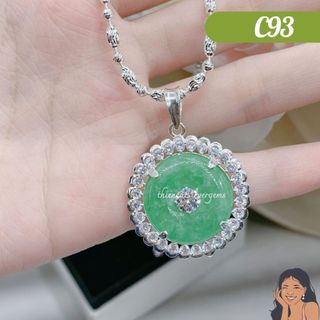 C93 mặt dây chuyền đồng điếu thạch ngọc đính đá Bạc thật nguyên chất Thiên Cát