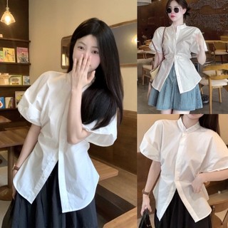Áo sơ mi nữ cổ tàu tay phồng áo sơ mi nữ tay rúm chun eo sang trọng chất đũi sần cao cấp A647 PANOSI
