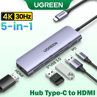 Hub Type C to HDMI Ugreen 5in1 4K30Hz USB 3.0 PD100W 15495 cổng chuyển đổi Type-c cho Macbook iPad Laptop Dell XPS