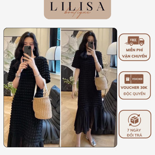 Váy bầu đẹp LILISA, đầm bầu dáng babydoll thiết kế cao cấp chất liệu đũi