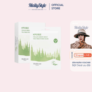 A112_mặt nạ se khít lỗ chân lông trà xanh thuần chay hộp 10 miếng muldream vegan green mild tea tree pore mask
