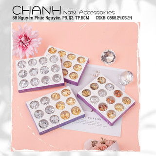 Set 12 hũ foil giấy bạc- giấy nhún 4 màu ẩn móng