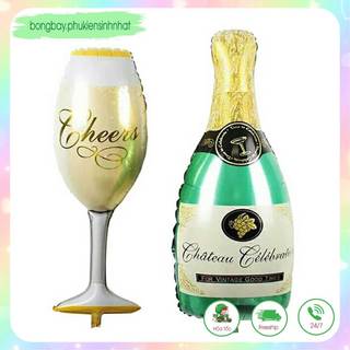 Bóng sinh nhật hình Ly, Chai rượu, bóng tráng nhôm hình chai rượu, ly rượu