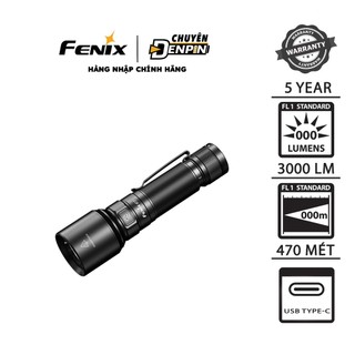 Đèn pin cầm tay fenix c7 luminus công suất 3000 lumens, chiếu xa 470 mét, dùng pin 21700 5000mah tích hợp cổng sạc typec