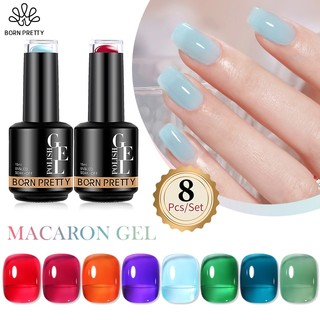 Born pretty sơn thạch gel set sơn gel 8 màu xanh tía thạch gel sơn móng tay gel bộ sơn gel thạch nail 15ml