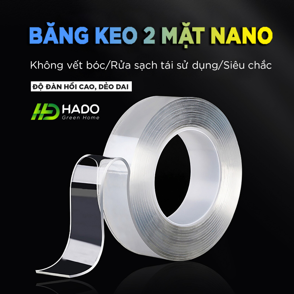 Băng dính Nano 3M siêu dính băng keo 2 mặt trong suốt 3cm*3m dán tường dính mọi bề mặt tiện lợi