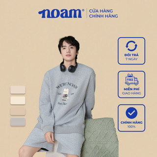 Áo Sweater Unisex NOAM Nafox Mate Form rộng Vải nỉ chân cua - Màu xám/ kem/ be/ nâu cà phê