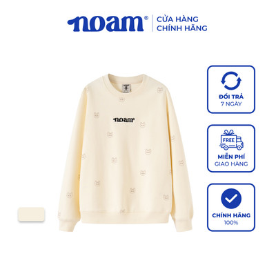 Áo Sweater Unisex NOAM Monogram Nafox Form rộng  Vải nỉ mềm mịn - Màu kem