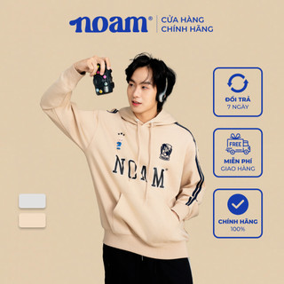 Áo Hoodie Unisex NOAM Uni Striped Form rộng Vải nỉ chân cua - Màu be/ kem