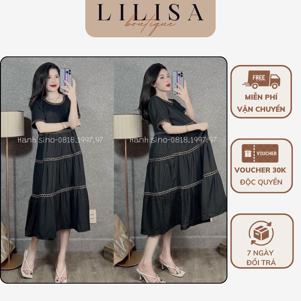 Váy bầu đẹp LILISA, đầm bầu dáng babydoll công sở thiết kế mùa hè chất